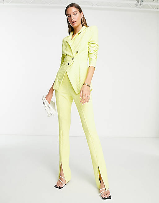 Damen Bekleidung Anzüge schmal geschnittene strukturierte jersey-anzughose in Gelb ASOS Asos design tall 
