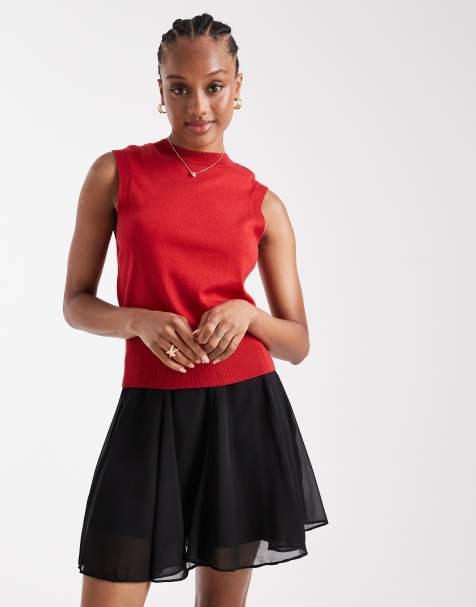 ASOS DESIGN Tall flippy chiffon mini skirt in black