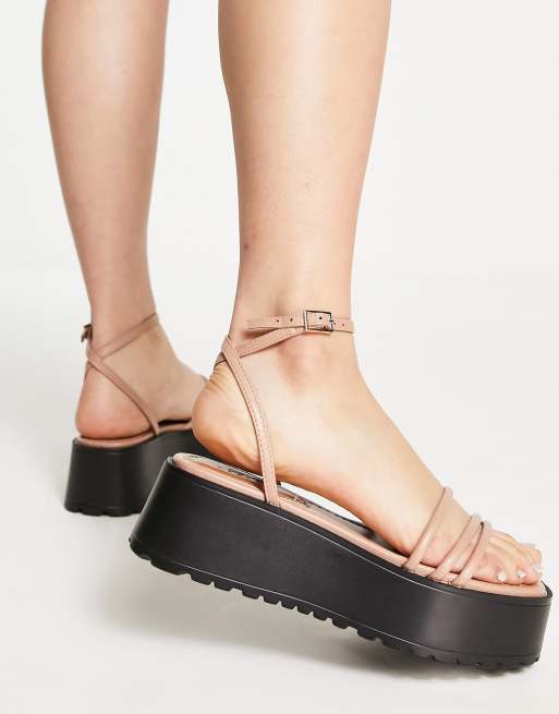 ASOS DESIGN – Talla – Beige flatform-sandaler med smala remmar , 2 av 4