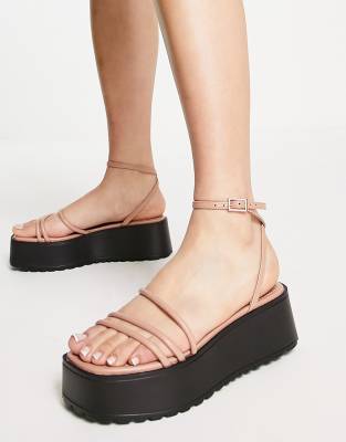 ASOS DESIGN - Talla - Sandalen in Beige mit Plateausohle-Neutral