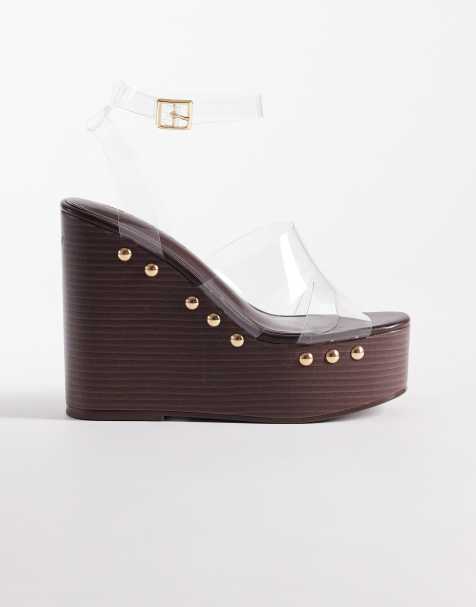 ASOS DESIGN – Tamara – Przezroczyste buty na koturnie z wycięciami i ćwiekami - view 1