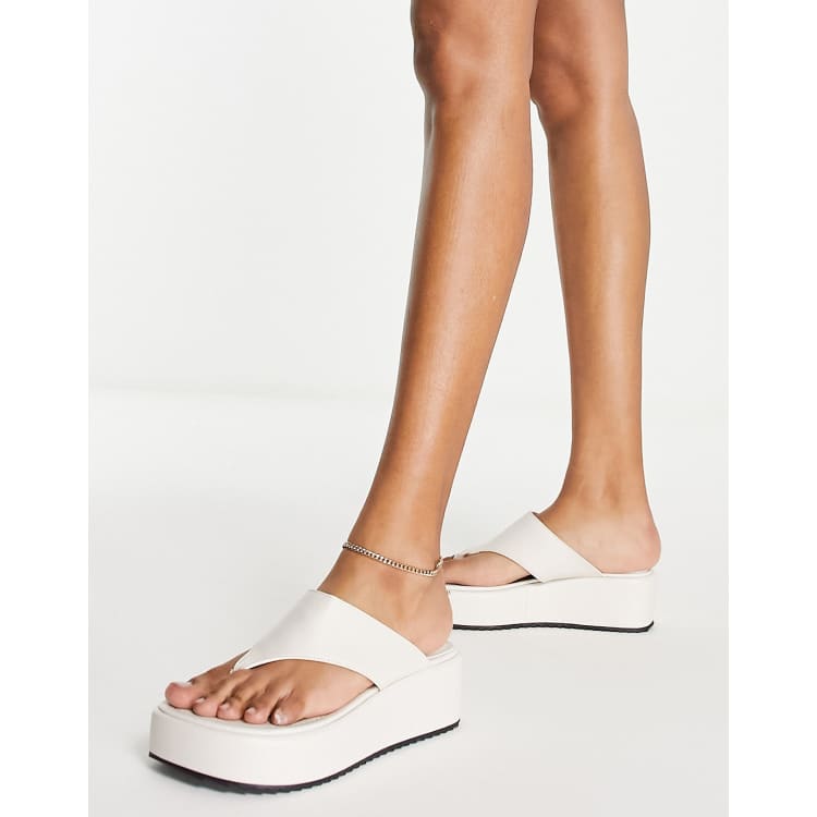 White leather sale flatform sandals