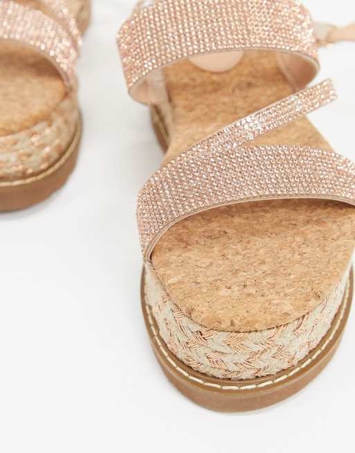 Diamante flatform hot sale sandals