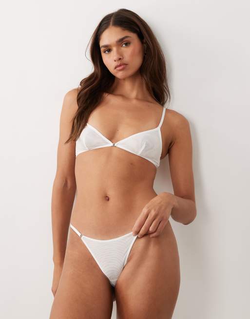 ASOS DESIGN Tammy mesh lingerie in white, 4 of 6