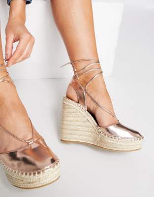 asos rose gold wedges
