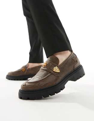  tan leather loafers with western details