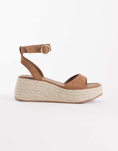 ASOS DESIGN – Tana – Beige espadrillos i mocka med kilklackar - view 1