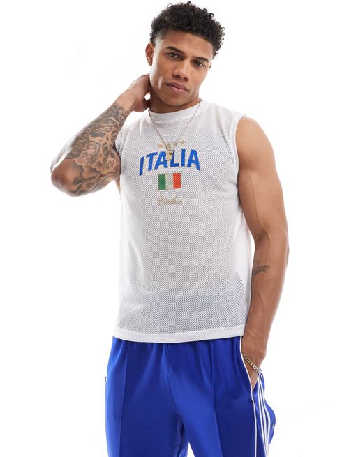 FhyzicsShops DESIGN tank in sporty mesh with Italy print