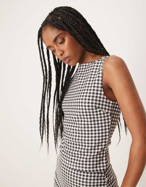 ASOS DESIGN tank top in gingham print (part of a set) - view 1