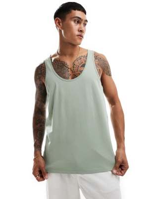 Asos Design Knitted Tank Top In Green