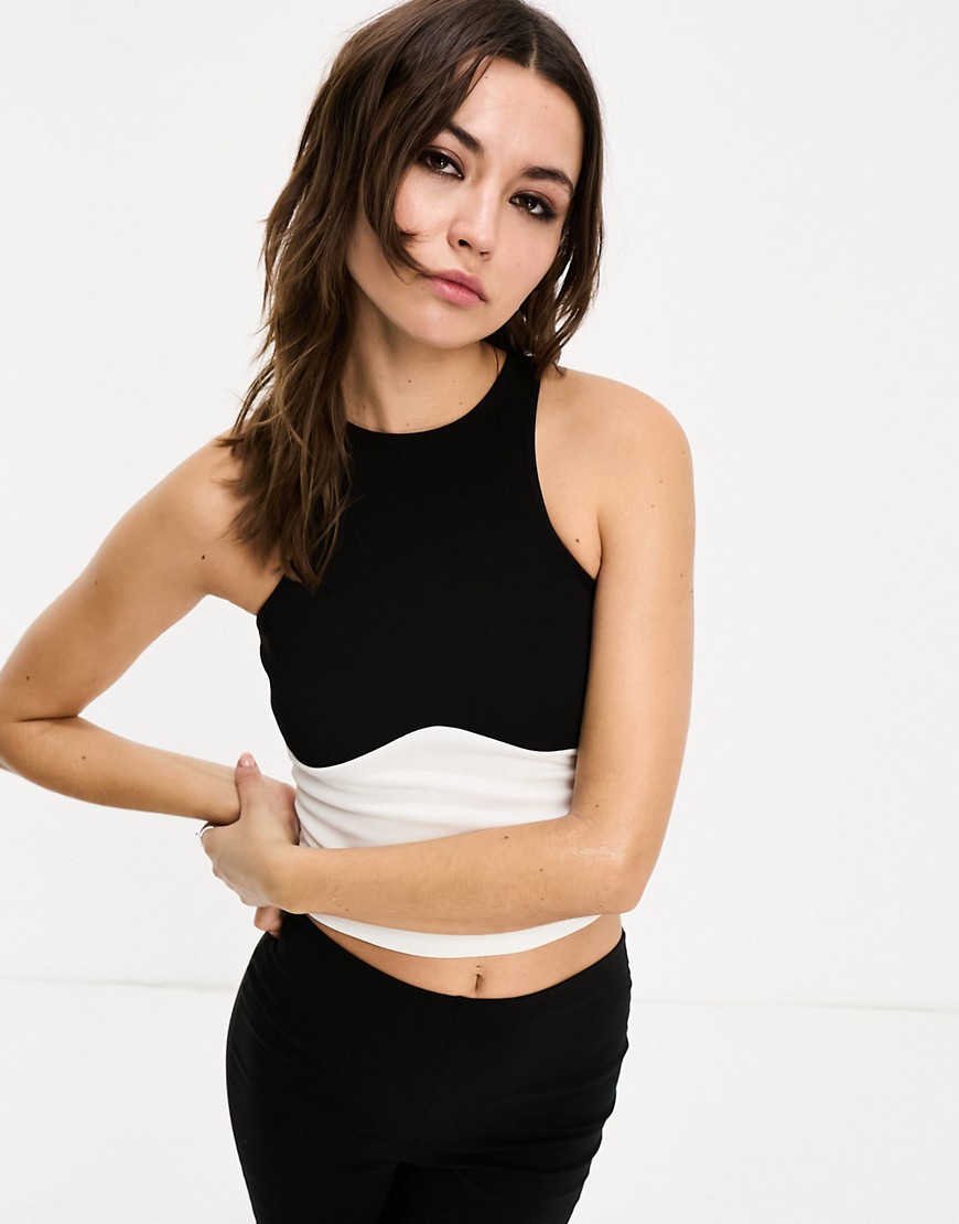 ASOS DESIGN tank top with colour block detail in black and white-Multi