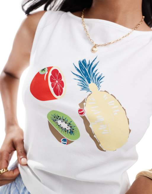 ASOS DESIGN tank top with fruit graphic in lemon | ASOS