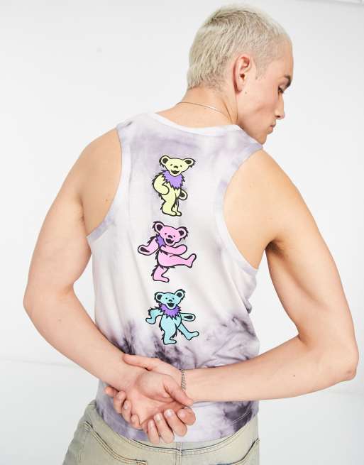 ASOS DESIGN tank top with Grateful Dead print multi washed tie dye 