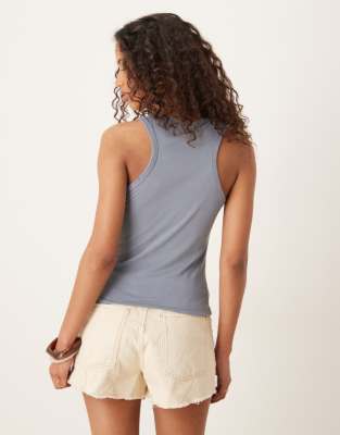 Asos Design Tank Top With Hardware Detail In Gray