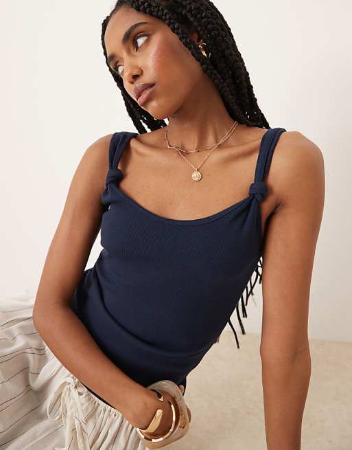 Casual Knotted Strap Design U Neck Sleeveless Three Pieces Casual Knotted Strap Design U Neck Sleeveless Three Pieces