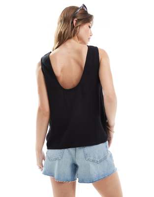 Asos Design Tank Top With Scoop Back In Black