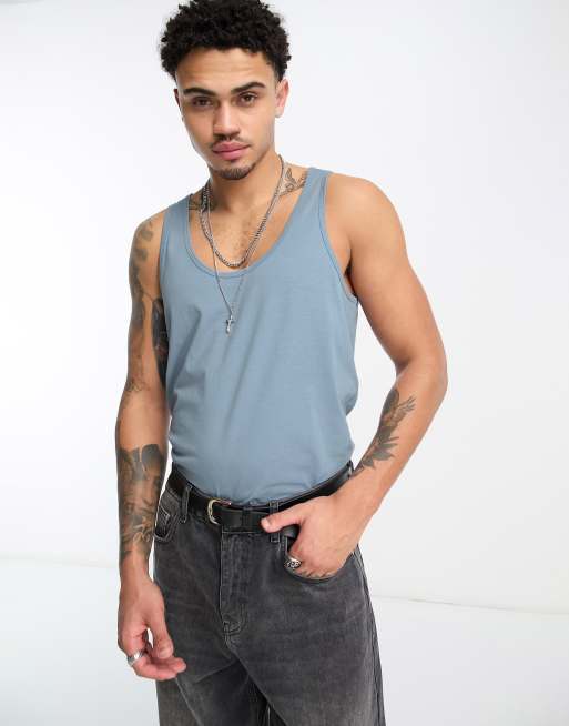 ASOS DESIGN tank top with scoop neck in light blue