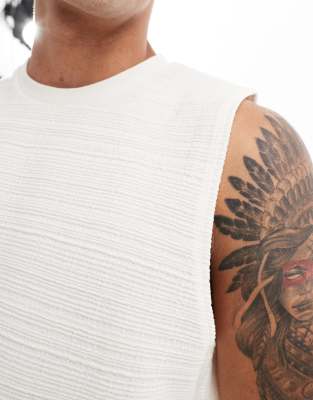 ASOS DESIGN tank with crew neck in cream