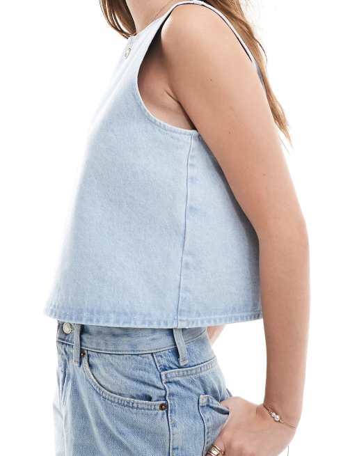 ASOS DESIGN Tanktop aus extrem ausgebleichtem Denim