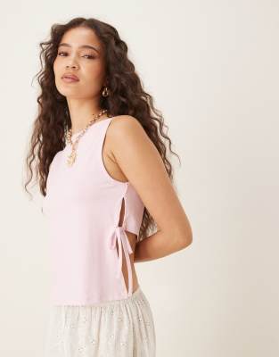 ASOS DESIGN - Tanktop aus Polyamid in Pastellrosa mit verkürztem Rückendetail