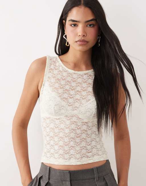ASOS DESIGN – Tanktop aus Spitze in Buttermilchgelb, 3 von 4