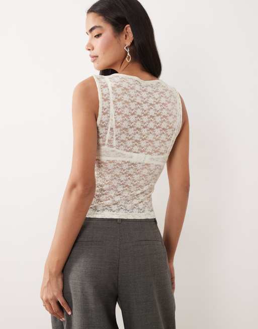 ASOS DESIGN – Tanktop aus Spitze in Buttermilchgelb, 4 von 4