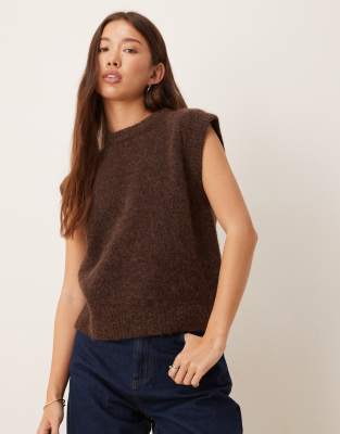 ASOS DESIGN - Tanktop aus Strick aus hochwertiger Wolle und Alpaka in Schokobraun-Brown