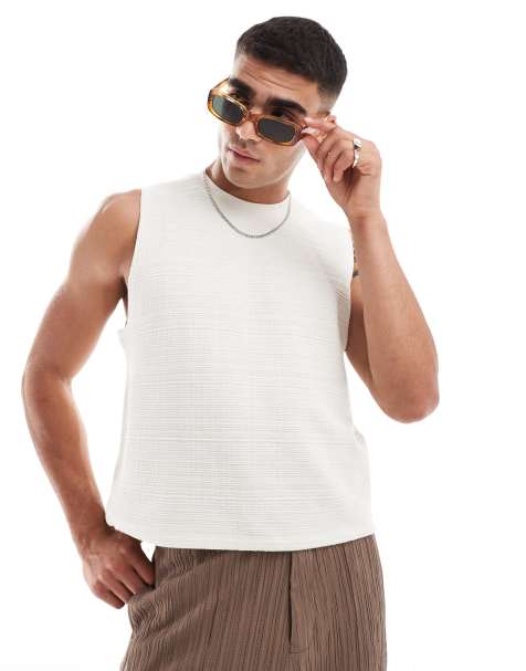 ASOS DESIGN – Tanktop in Cremeweiß mit Rundhalsausschnitt - view 1