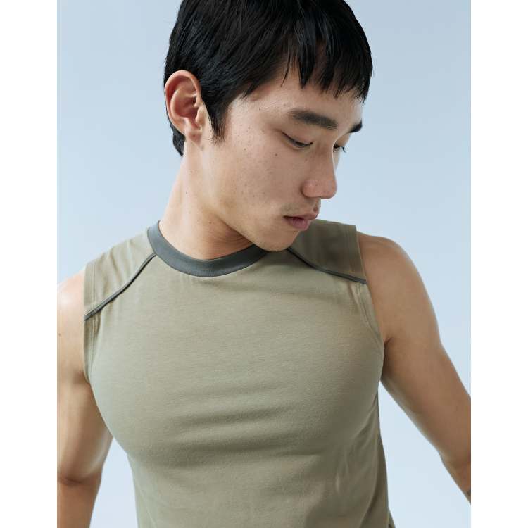 ASOS DESIGN Tanktop in Grun mit Ziernahten ASOS