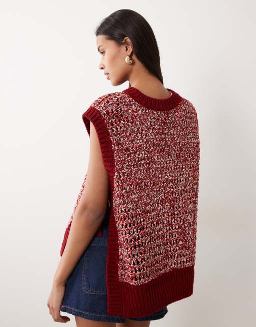 ASOS DESIGN – Tanktop in Rot mit mehrfachen Ziernähten und seitlichen Bindebändern, 4 von 4