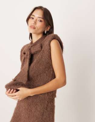 ASOS DESIGN - Tanktop in Schokobraun mit Schleife vorne, Kombiteil-Brown
