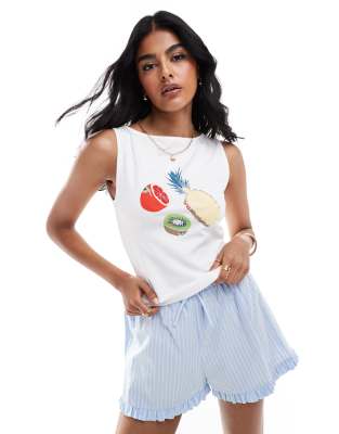 ASOS DESIGN - Tanktop in Zitronengelb mit Frucht-Grafikprint