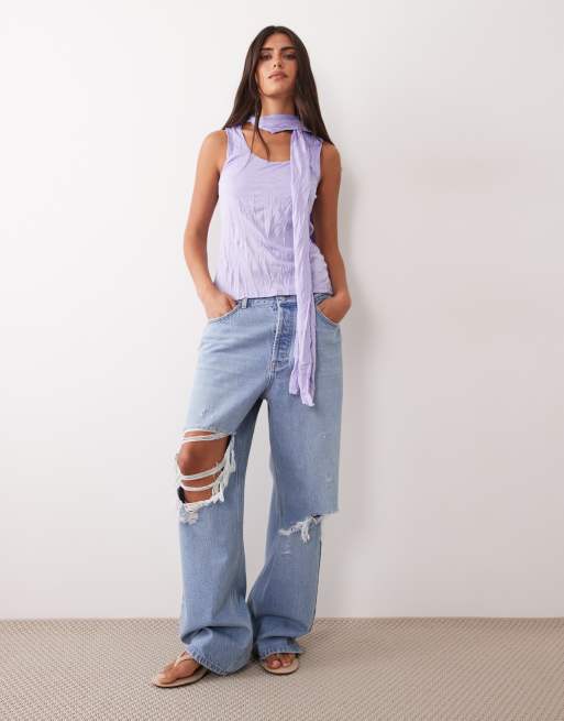ASOS DESIGN tanktop med krøllet tørklædehals i lilla, 3 af 4