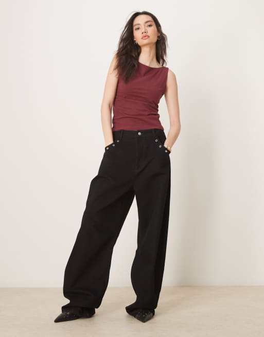 ASOS DESIGN - Tanktop met boothals in bordeauxrood, 4 van 4