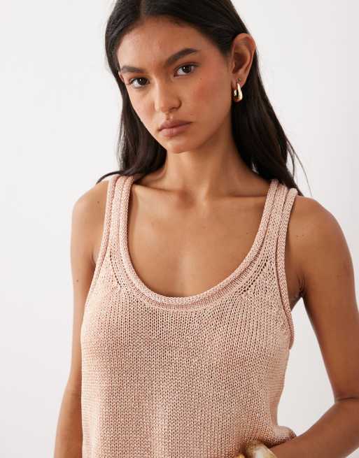 ASOS DESIGN - Tanktop met lage ronde hals met rand in roségoud, 3 van 4