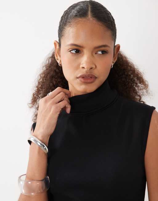 ASOS DESIGN - Tanktop met opstaande boord in zwart, 2 van 4
