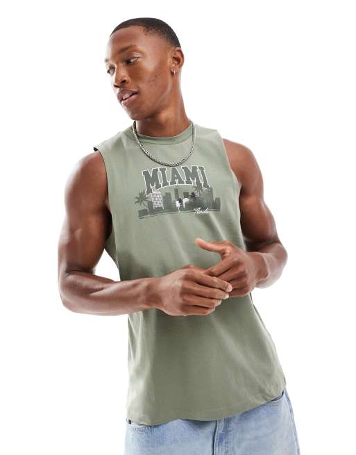 ASOS DESIGN - Tanktop met print op de voorkant in groen