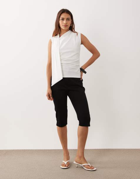 ASOS DESIGN Tanktop mit Raffungen und Schal-Ausschnitt in Weiß - view 1