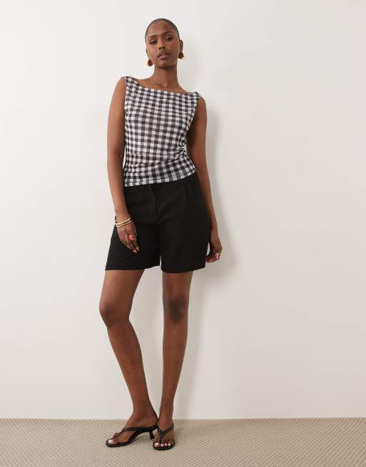 ASOS DESIGN - Tanktop van doorschijnend mesh met gingham ruit in zwart, 2 van 4