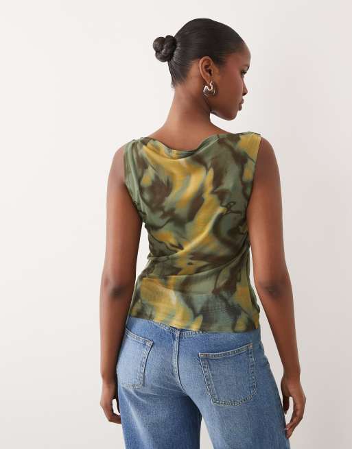 ASOS DESIGN - Tanktop van doorschijnend mesh met groene bloemenprint, 4 van 4