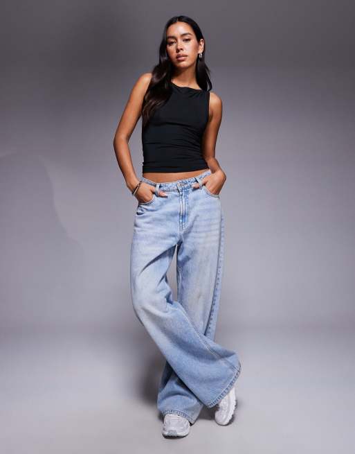 ASOS DESIGN - Tanktop van gladde stof met boothals in zwart, 2 van 4