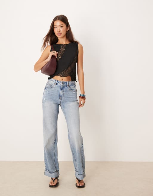 ASOS DESIGN - Tanktop van kreukelstof en kant in zwart, 3 van 4