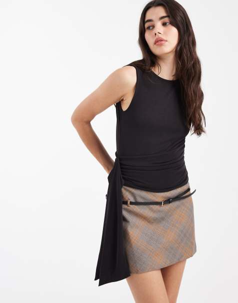 ASOS DESIGN - Tanktop van modal met gerimpelde taille met omslag in zwart - view 1