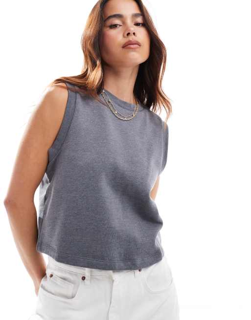 ASOS DESIGN - Tanktop van sweatstof in gemêleerd grijs