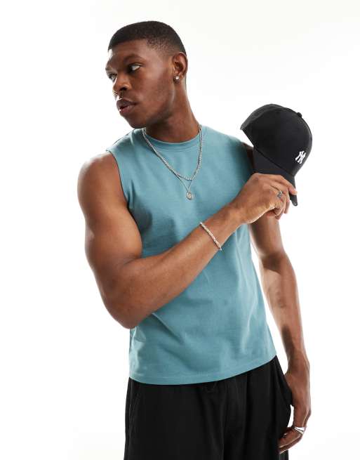 ASOS DESIGN - Tanktop van zware stof in middengroen