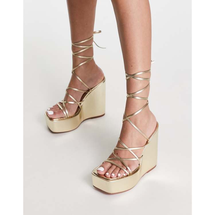 Tie up hot sale leg wedges