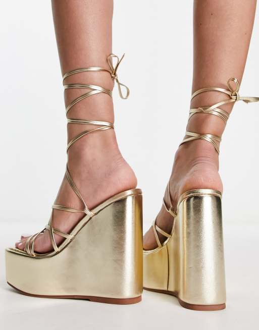 Asos design trophy sales tie leg high wedges