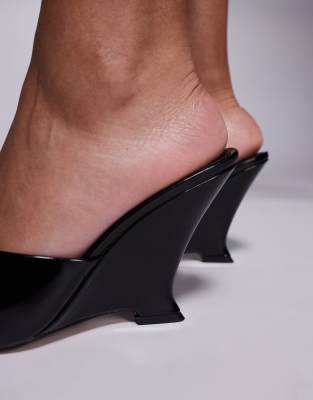 Asos Design Tansi High Heeled Wedge Mules In Black
