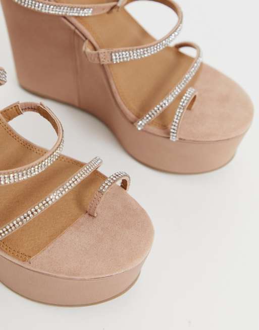 ASOS DESIGN Tantalize Chaussures compens es entredoigt Chair