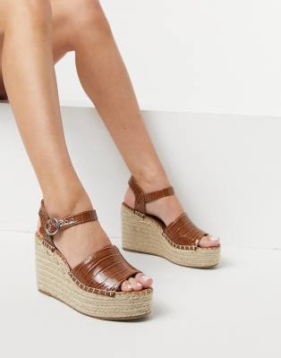 Asos Design Tanya Espadrille Wedges In Tan Croc brown ModeSens